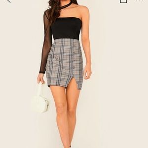 Plaid pencil skirt